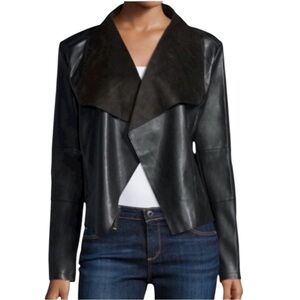 🌻Bagatelle Collection Black Draped Faux Leather Jacket Women's Size Medium